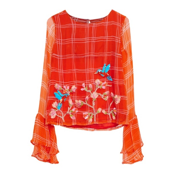 NWT Roopa Hummingbird & Floral Embroidered Blouse - Picture 2 of 7